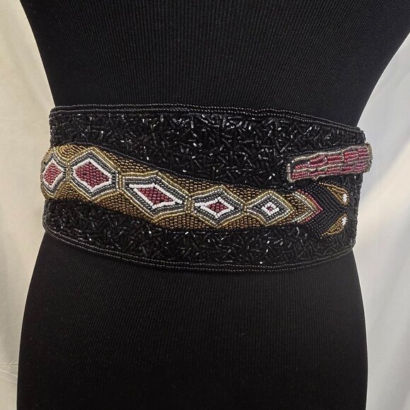Vintage Original Bells & Bags Designed By Leslie Kaplan Snake Hand Beaded Belt - Picture 8 of 11